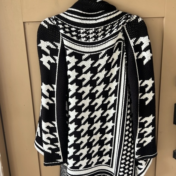 Calvin Klein Houndstooth Black White Oversized Open Front Cardigan Duster Coat S - Picture 8 of 10